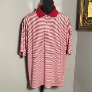 FootJoy Medium ProDry Lisle Red White Striped Polo Shirt Quick Dry Performance